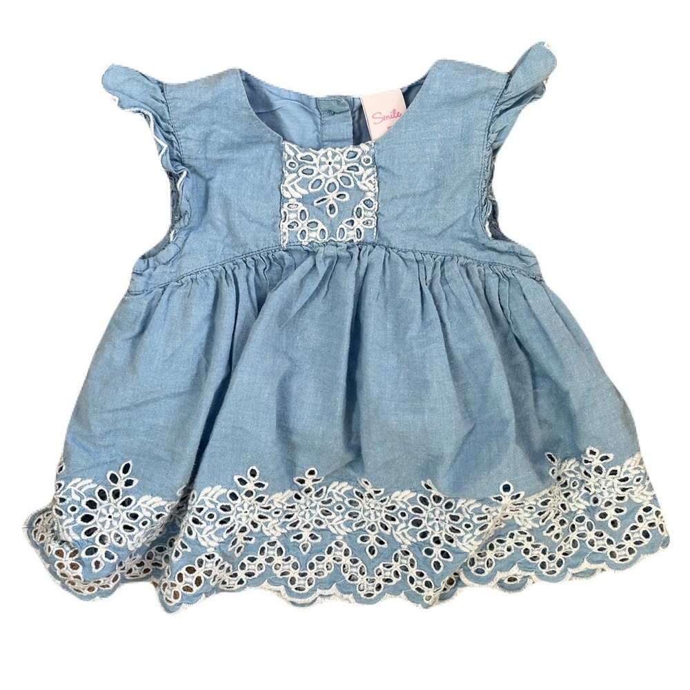 Charming Blue Eyelet Baby Dress